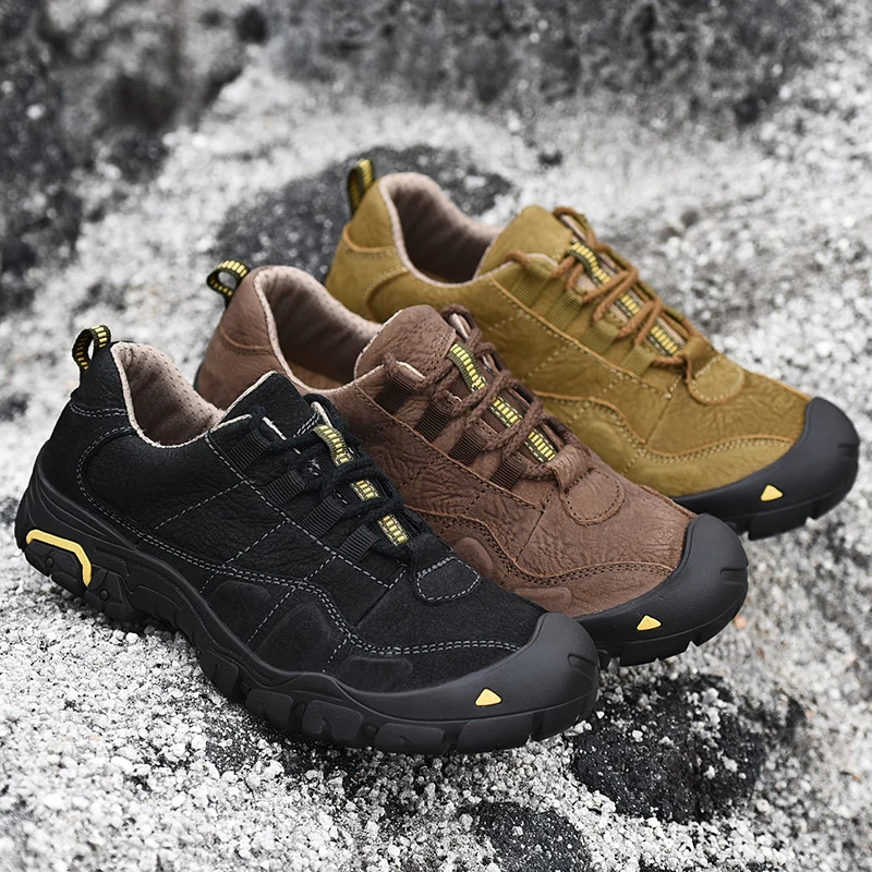 Мужская Уличная обувь горные треккинговые кроссовки мужские дышащие кожаные