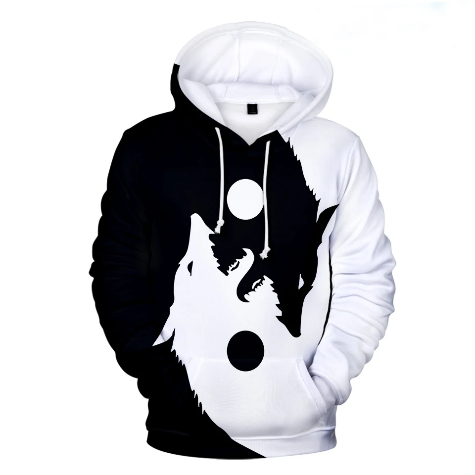 

2020 Personality Hoodie Wolf 3D Print Mens Boys Hoodies Sweatshirt Brand Designer Children Clothes Autumn Winter
