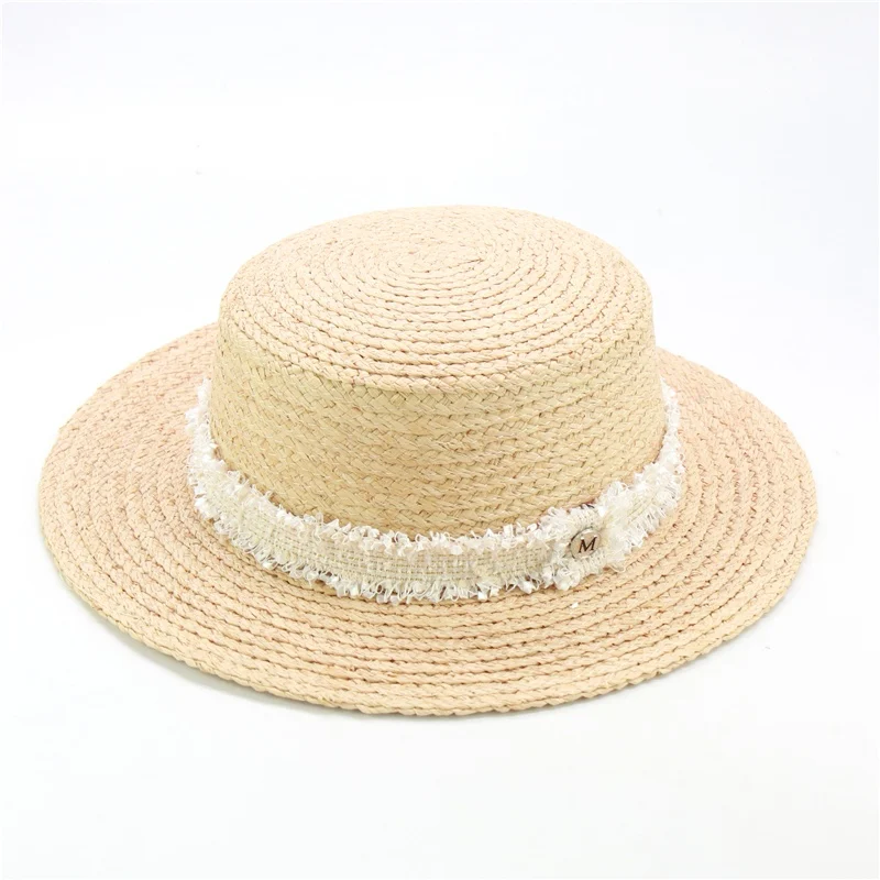 white New Fashion Teddy Bear Ribbon Raffia Hat Women Summer Beach Hats Handmade Weave Soft Straw Hat Female Travel Caps Wholesale - Цвет: white