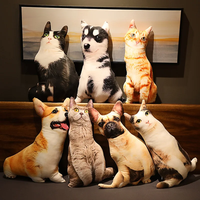 

50cm Real Life Cat Dog Plush Pillow Staffed Cartoon Simulation Animal Plush Toys Sofa Cushion Soft Nap Pillow Creative Cute Gift