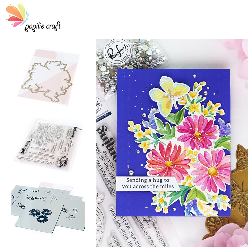 

Floral Bunch Stamps And Dies New Arrival 2021 Scrapbook Diary Decoration Flower Plant Stencil Embossing Template Diy Model