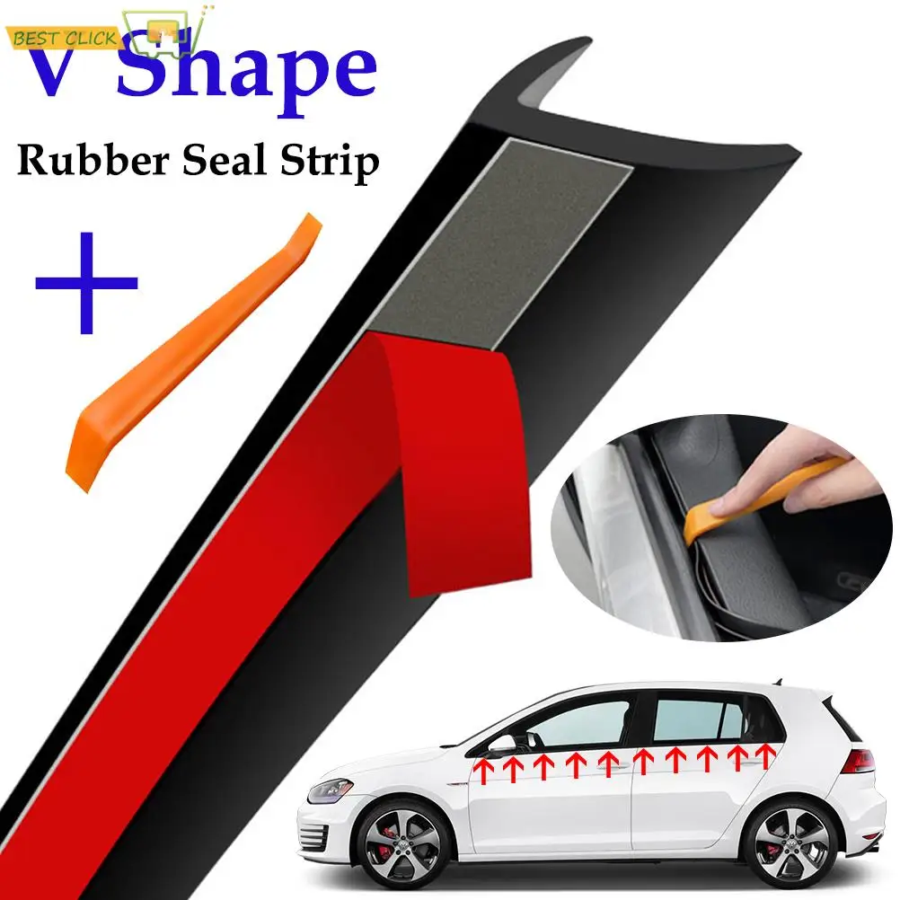 

4m V Type Car Door Glass Rubber Sealing Side Window Seal Strip Sealant Weatherstrip Auto Seals Soundproof For VW Audi Kia Ford