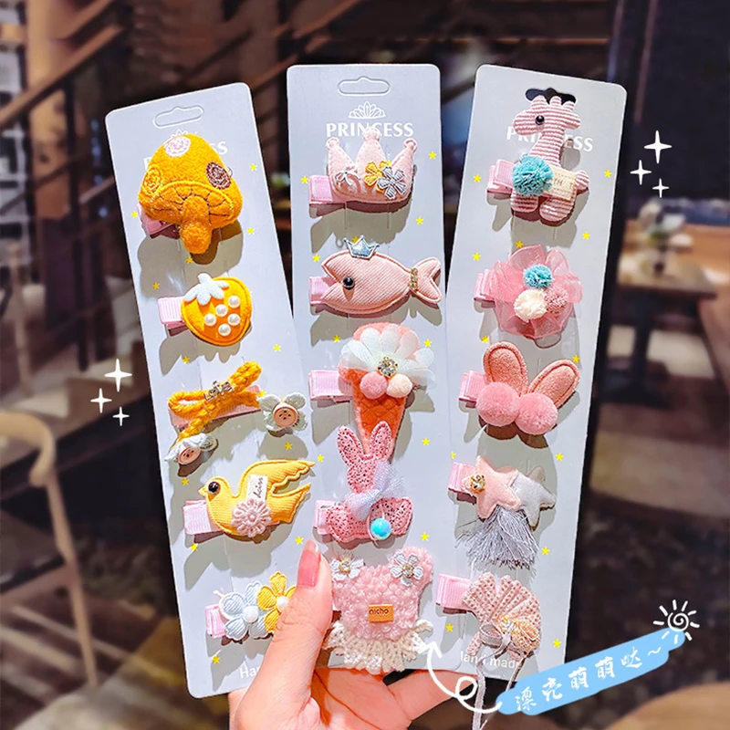 5PCS/Set New Girls Sweet Cute Cartoon Hairpins Children Hair Ornament Clips Barrettes Headwear Kids Fashion Accessories |