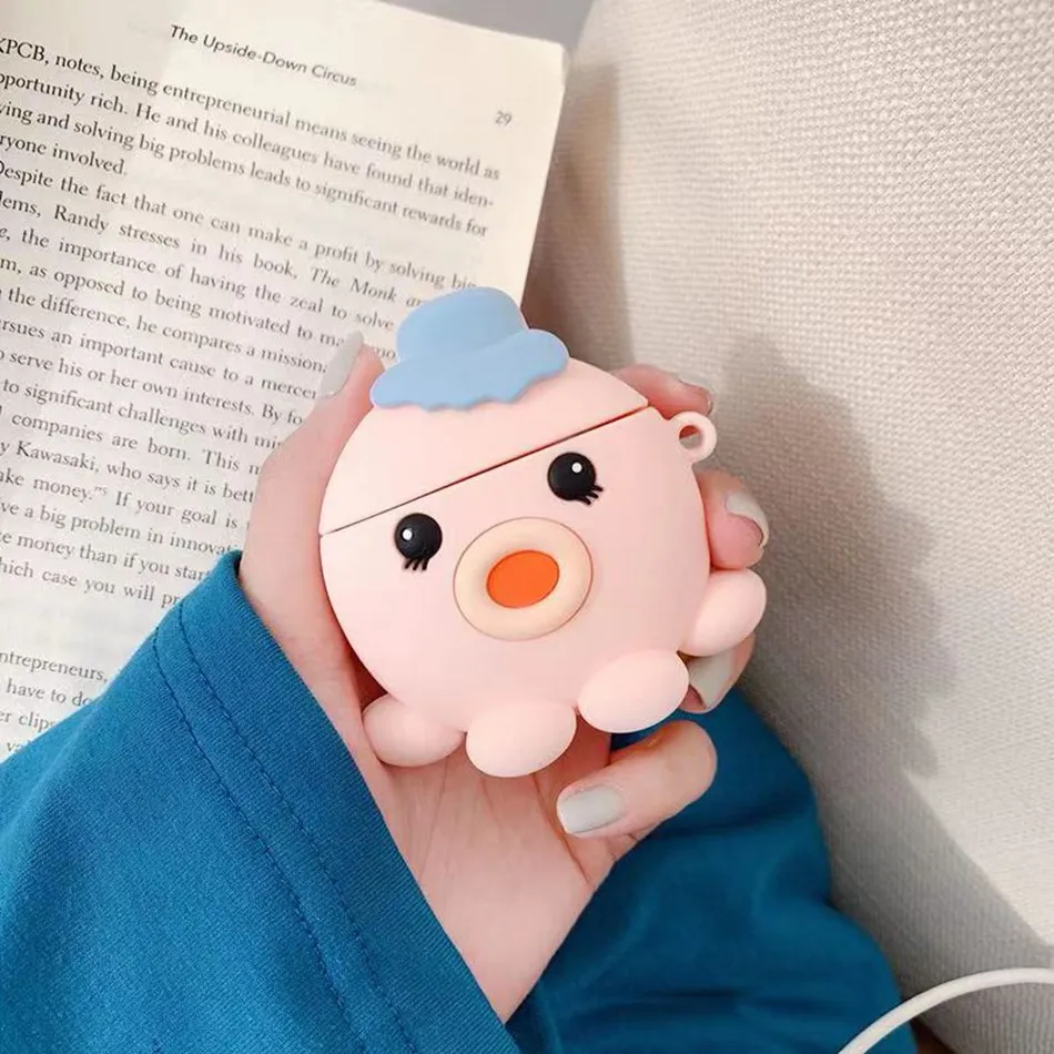 795U 3D Пингвин чехол для наушников для Airpods чехол силиконовый розовый чехол для Apple Air pods 2 Чехол для наушников Earpods кольцо ремешок брелок - Цвет: 795U