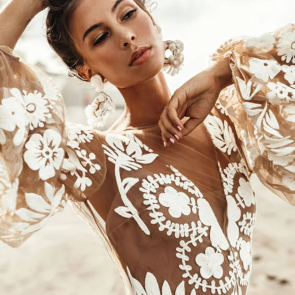 Женское летнее платье бохо праздничный сарафан с рукавами фонариками и открытой