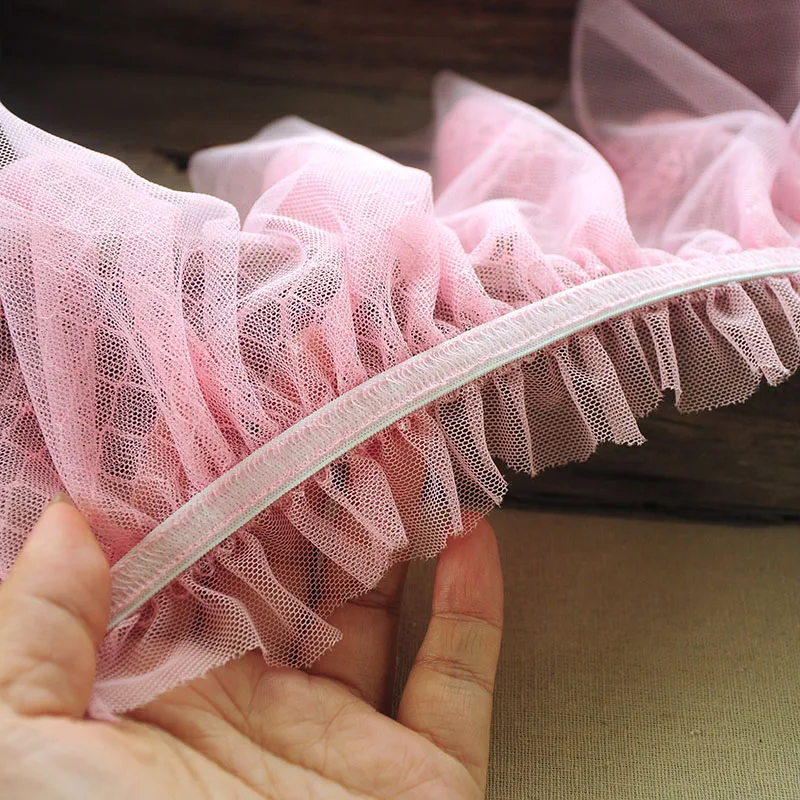 1 м плиссированные эластичные кружевные воротники тюль одежда лента ширина 18 см