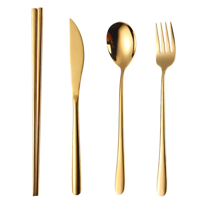 Набор столовых приборов портативный дорожный из нержавеющей стали 304 24