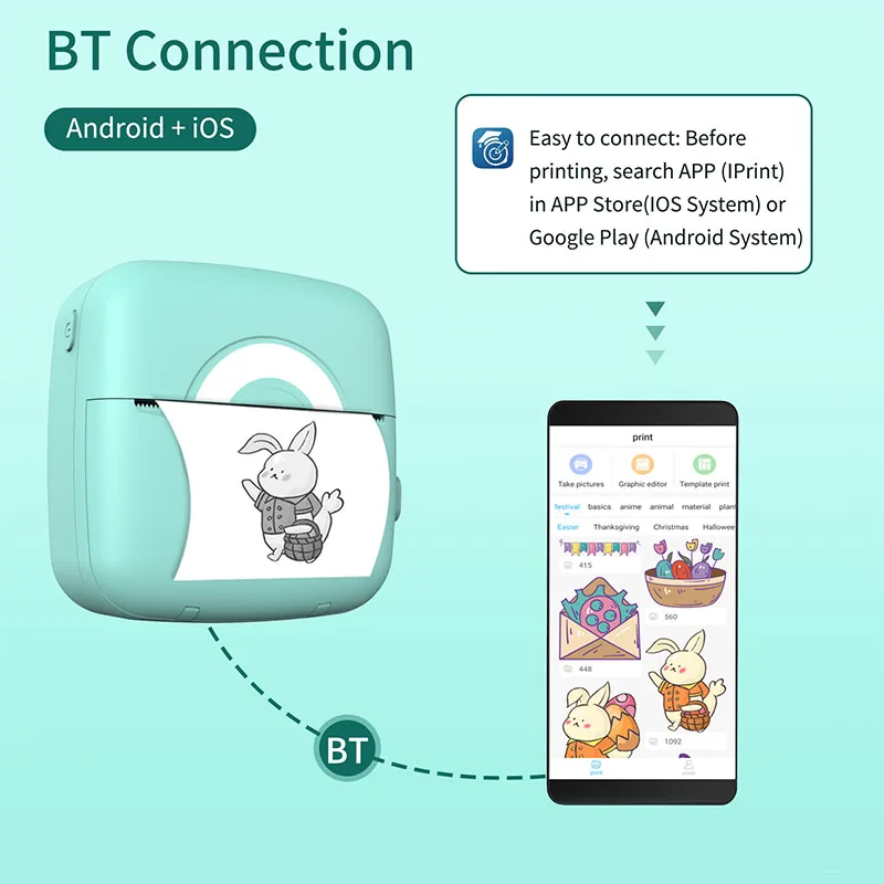 Мини-принтер портативный с поддержкой Bluetooth 203DPI 4.0 | Компьютеры и офис