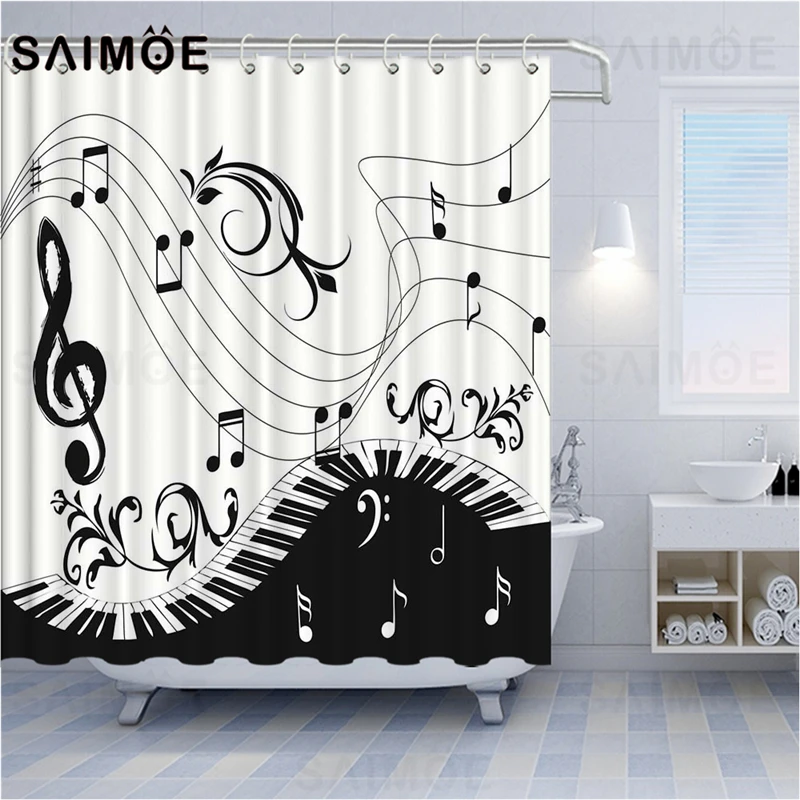 SAIMOE клавиша для фортепиано занавеска душа водонепроницаемая любителей музыки