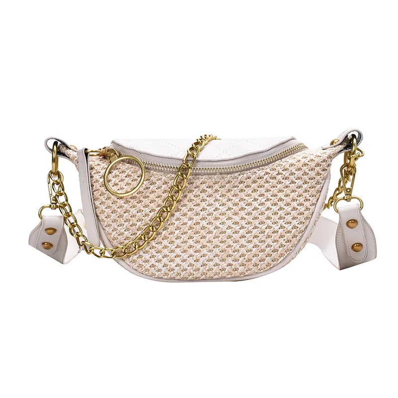 

Fashion Casual Chains Straw Handbag Women Summer Rattan Bag Handmade Woven Beach Circle Bohemia Shoulder Bag Travel Purses Bolsa