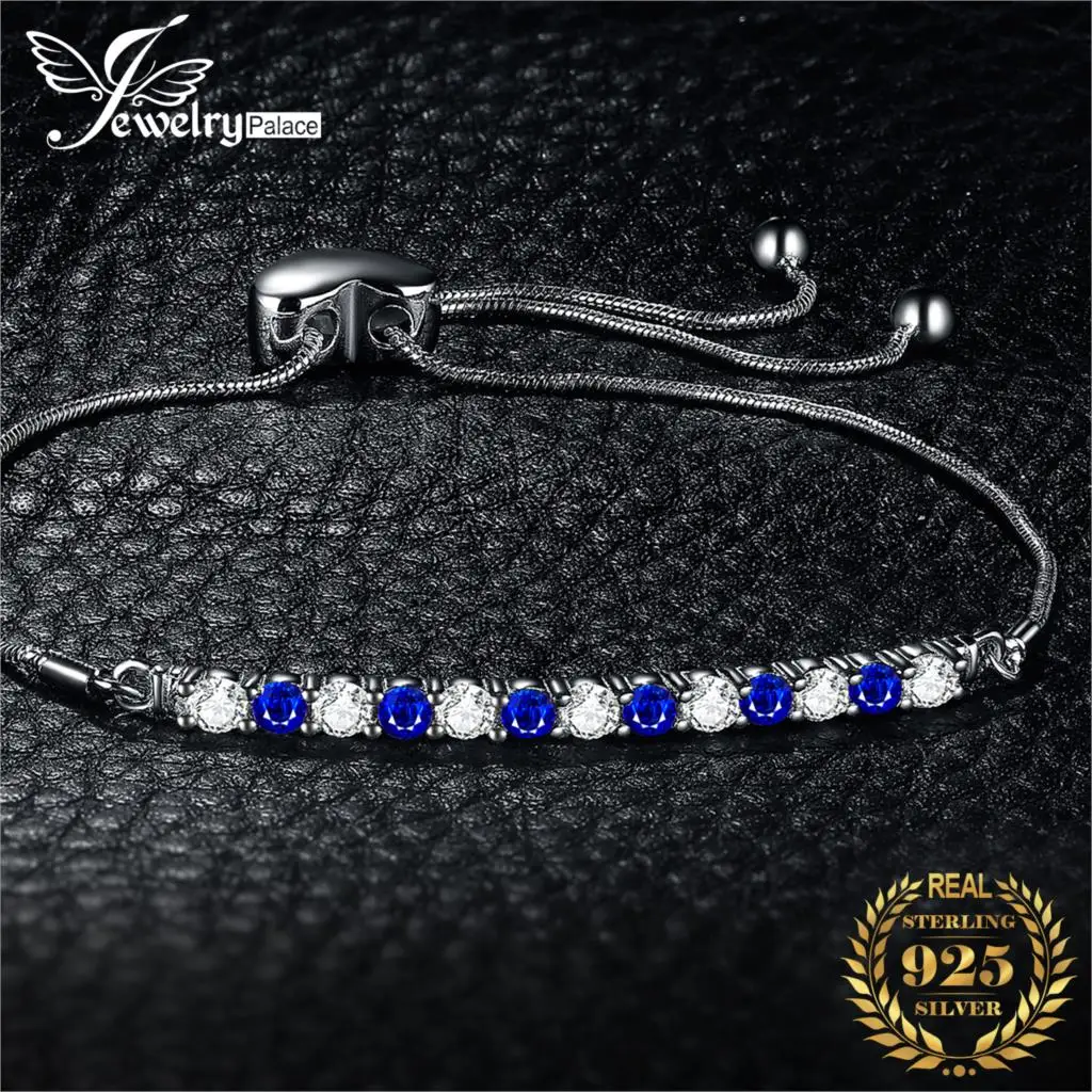 JewelryPalace круглый создан синий шпинель кубический цирконий Регулируемый Blacelets и