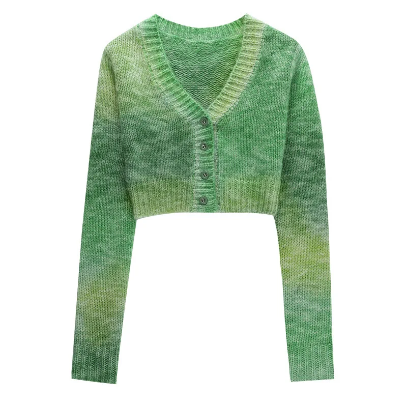

Donsignet Fashion Women Jacket Cardigan 2021 Autumn Sexy Color Knitted Long-sleeved Jacket Short Slim V-Neck Sweater Coat Women
