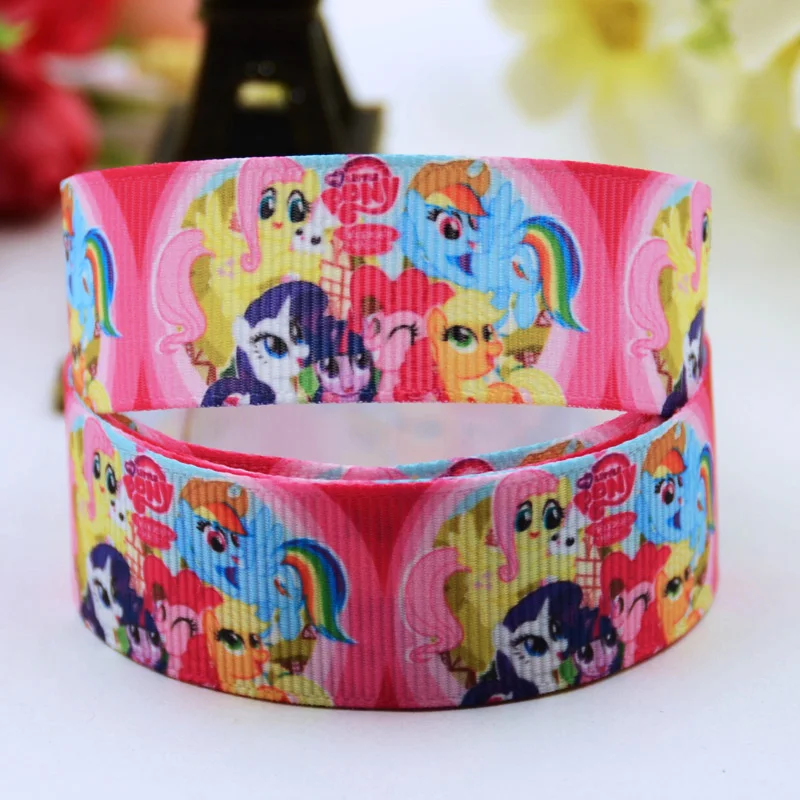 7/"(22 мм) Ruban My Little Pony вечерние атласные ленты с принтом героев мультфильмов, 10 ярдов - Цвет: X 00632