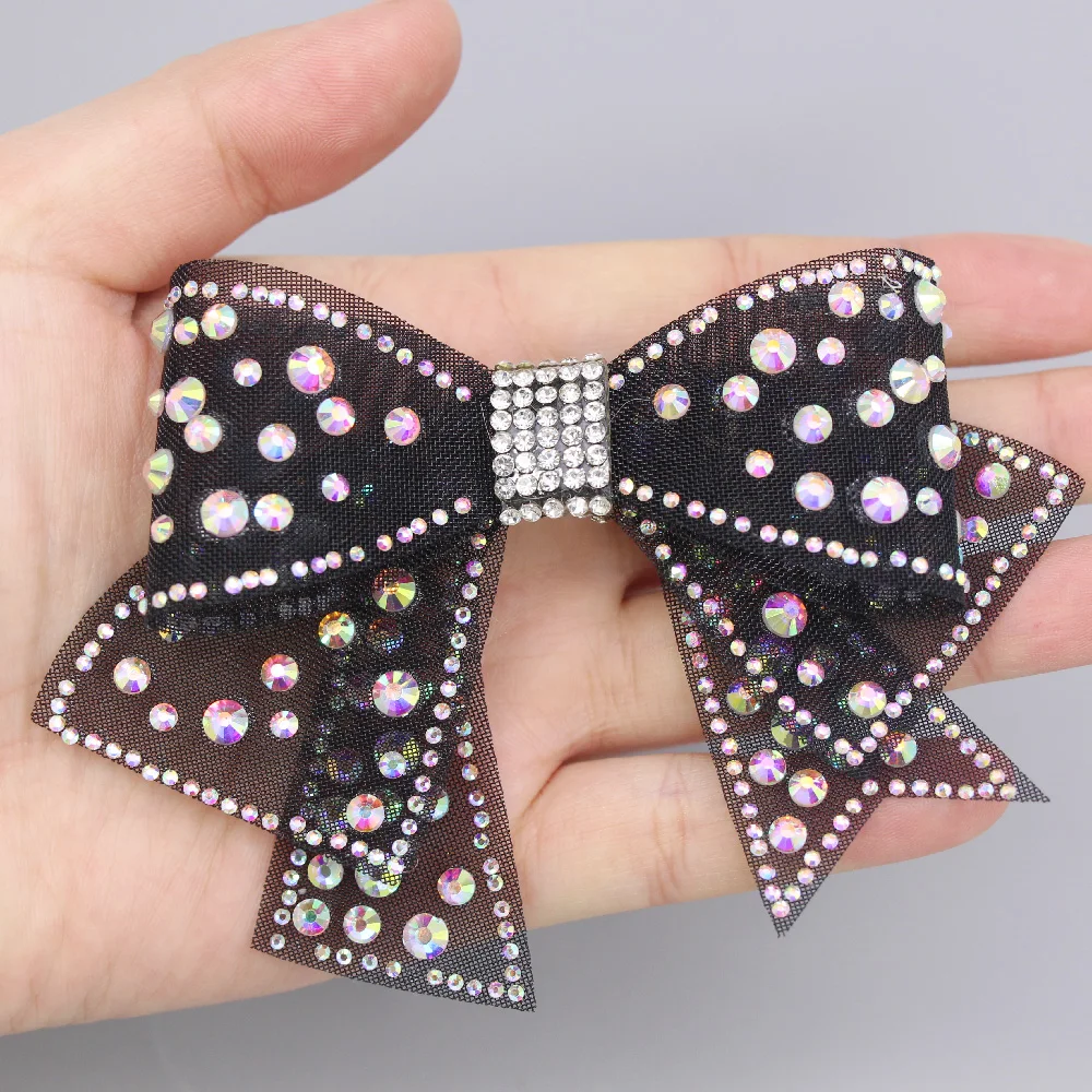 Банты/стразы бабочки Аппликации кристаллы AB белые/черные патчи с плоской задней