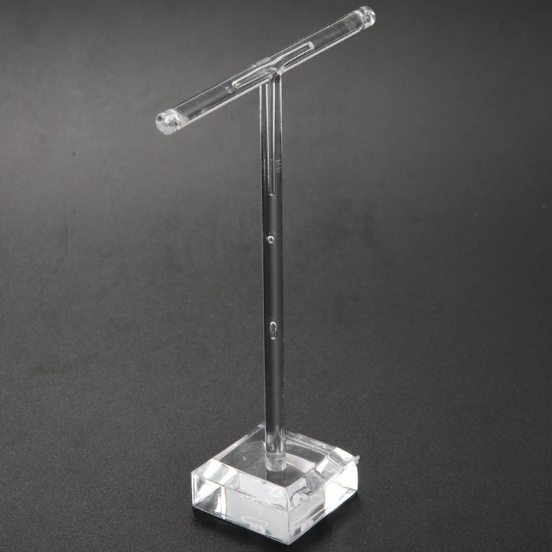 

2x Acrylic Earrings Jewelry Display Rack Stand T-Bar White & 1x Necklace Pendant Display Stand Transparent