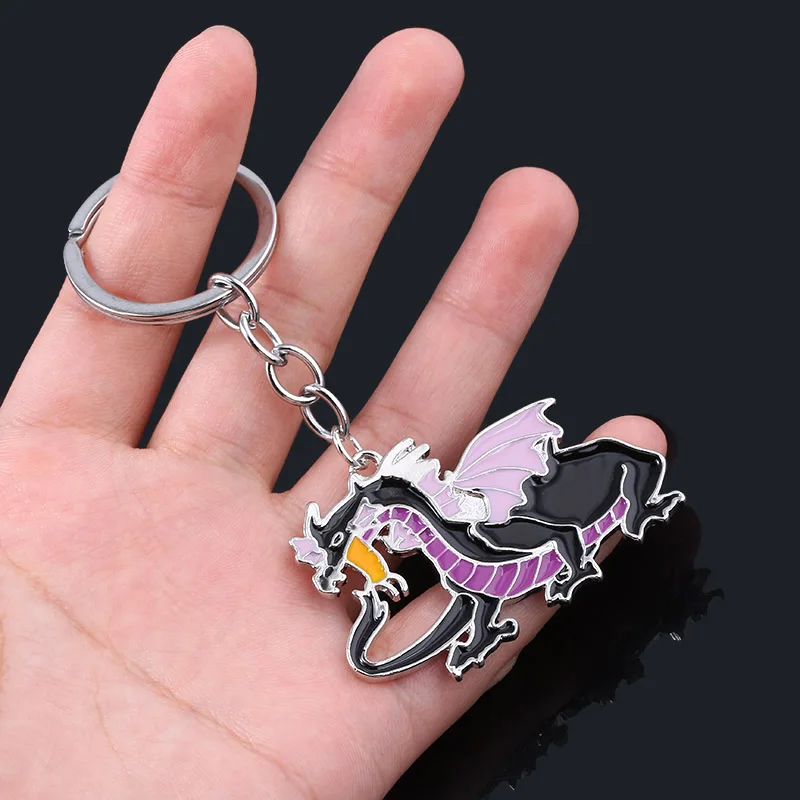 Movie Maleficent Dragon Keychain Keyring for Women Men Kids Christmas Gift Cosplay Jewelry