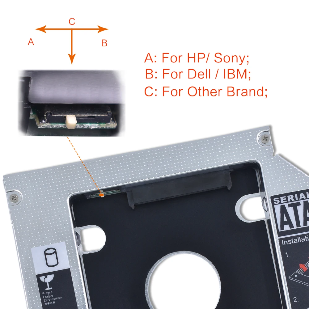 Tishric Алюминий Универсальный 2nd Hdd Caddy 12 7 мм SATA 3 0 адаптер Жесткий диск для ноутбука
