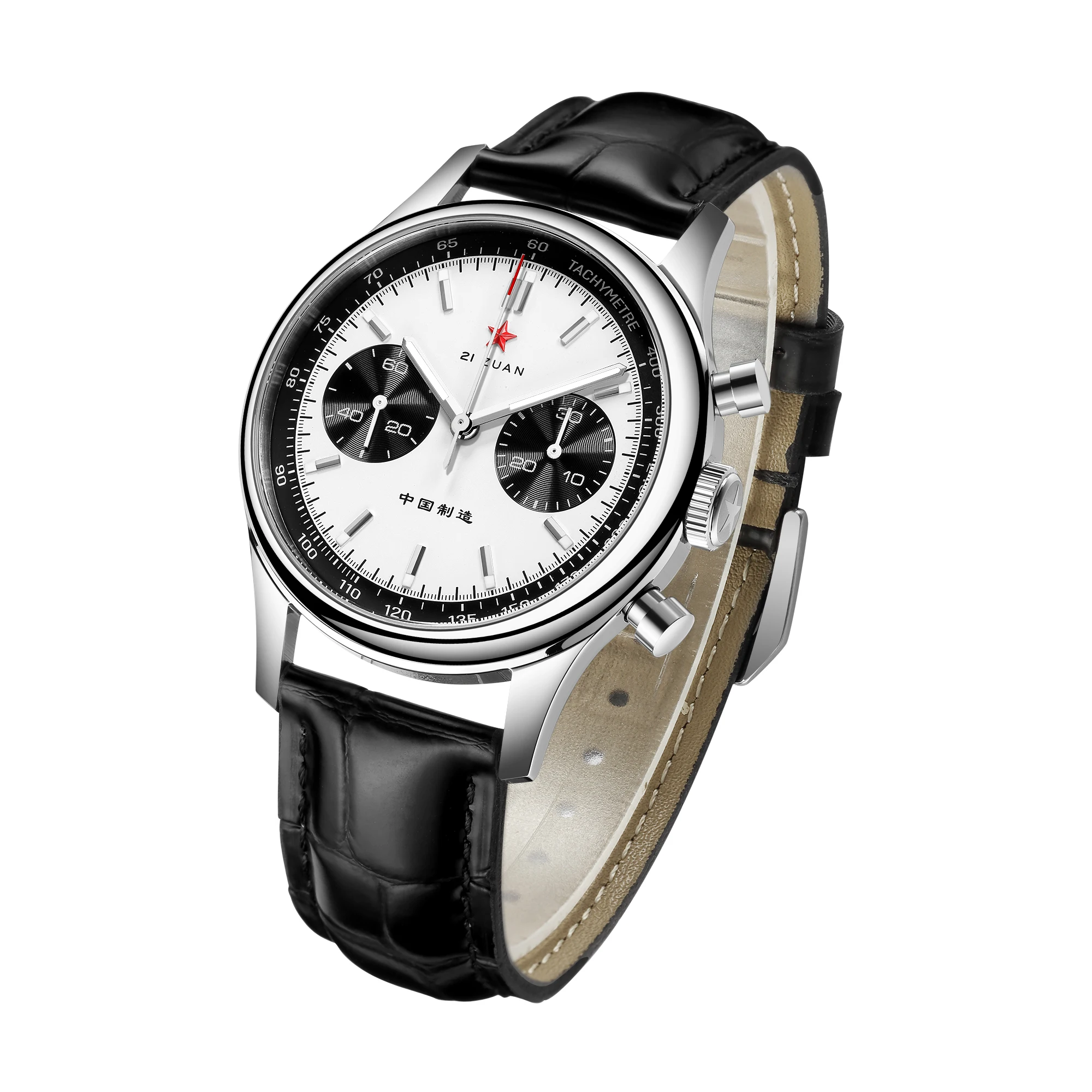 

RED STAR 40mm Panda Luminous 1963 Chronograph Men Pilot Seagull ST1901 Movt Mechanical Watches Sapphire Glass Clock Gooseneck