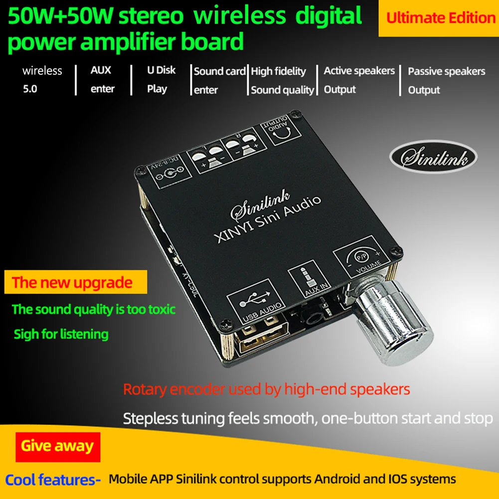 

XY-C50L 50Wx2 Digital Amplifier Board APP Control Bluetooth-Compatible Audio Module Stereo Speaker Subwoofer Modulator Set 2021