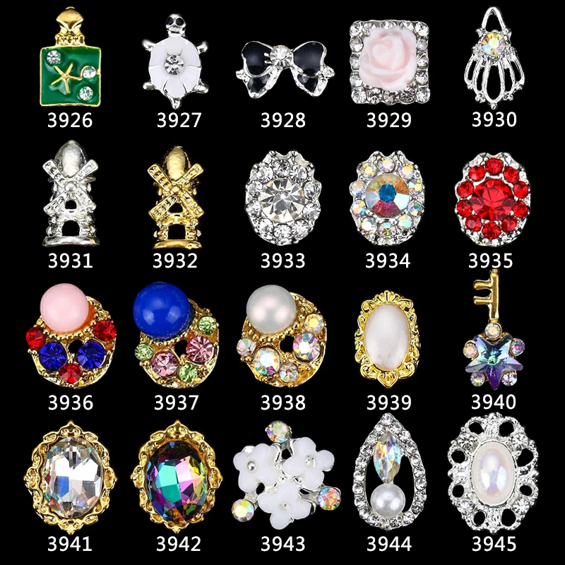 

3d nail charms 100 pcs Glitters strass ongles butterfly flowers rhinestone gems stone pearl oval decorations jewelry