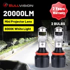Светодиодсветильник фара Bullvision H4 s 20000LM Bi Светодиодный проекционный объектив H7 H11 H8 H9 9005 9006 HB3 HB4 CSP чипы высокая яркость автомобисветильник пы