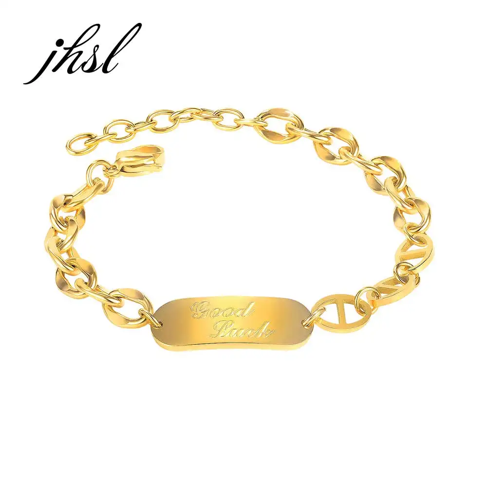 

JHSL Women Bracelets Fashion Jewelry Cute Silver Color Gold Color Stainless Steel Girlfriend Gift Female Good Luck Charm Bangles