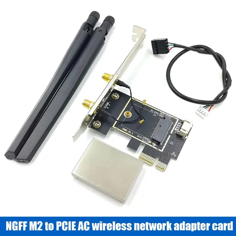 

NGFF M2 to PCIE AC Wireless Network Adapter Card for Intel 9260 8265 1650AC AX200 Support Bluetooth WiFi Wireless Network Card