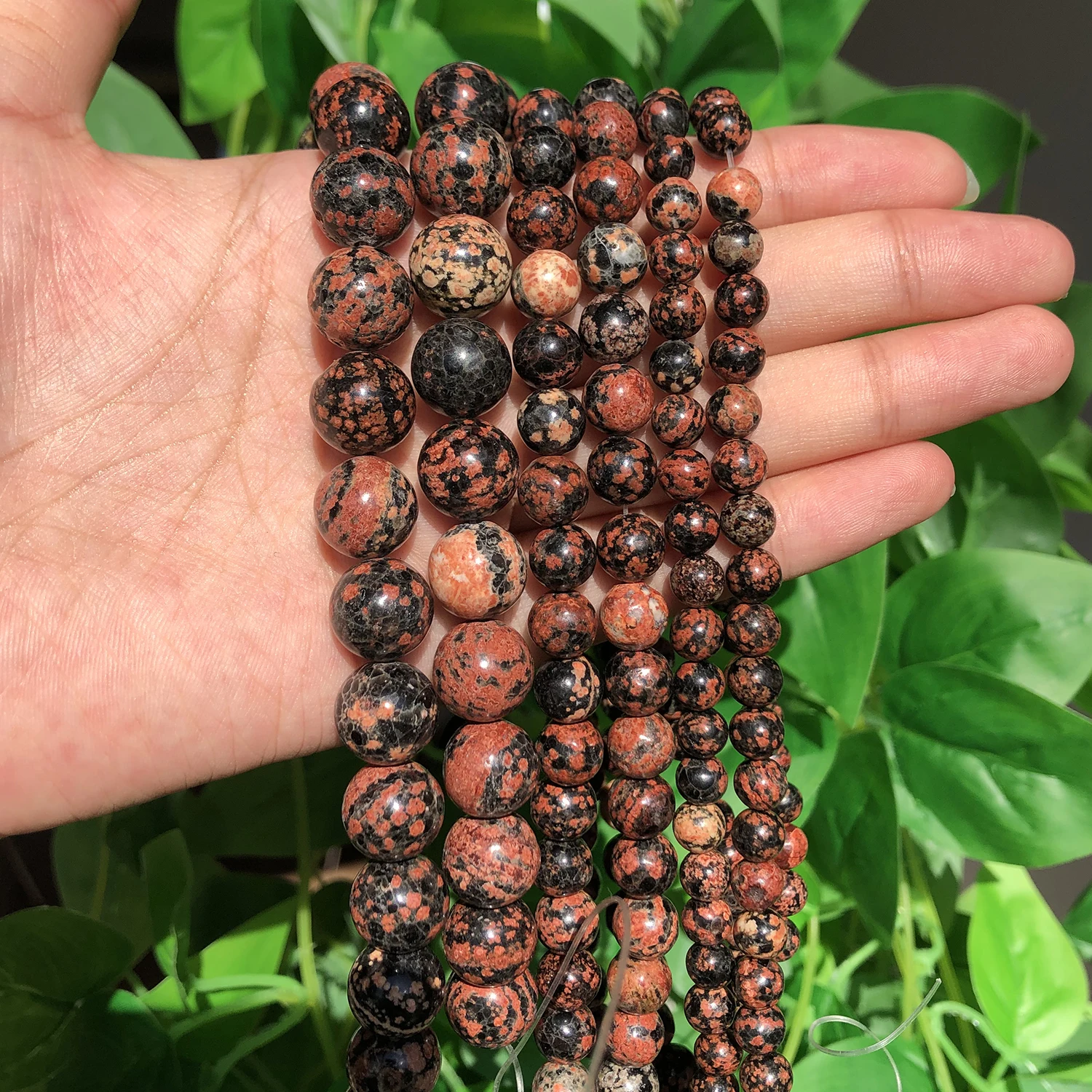 

Mahagony Snowflake Jaspers Natural Stone Beads Round Loose Beads for Jewellry Making DIY Bracelets Necklace Accessories 15inch