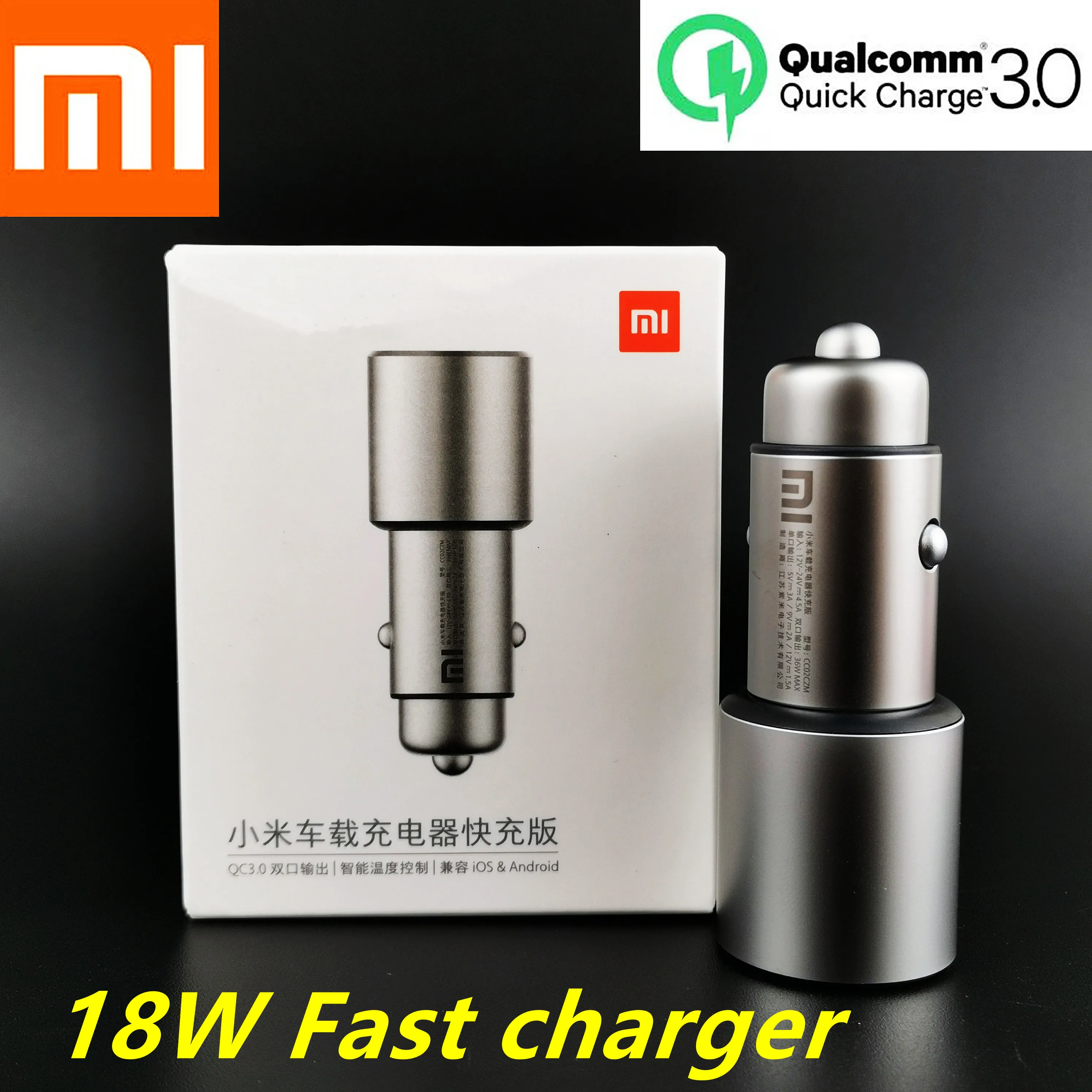 

Xiaomi Car Charger QC 3.0 Original 18w Fast Charge Dual USB Port Chargers 5V/3A 9V/2A 12V/1.5A For Xiaomi Mobile Phone