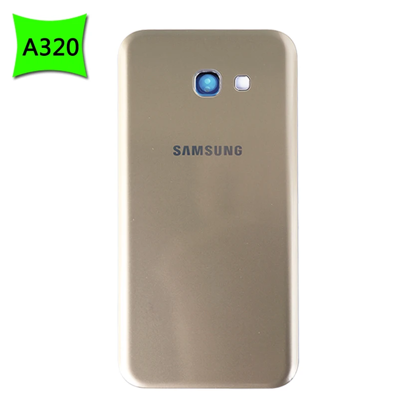 Для samsung Galaxy A3 A5 A7 A320 A520 A720 стеклянная крышка для батареи задняя дверь+ чехол для объектива камеры для a320 a520 a720 - Цвет: A320 Gold