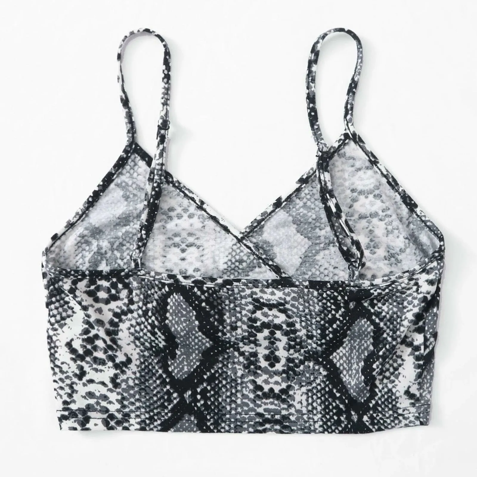 

Womens Vest Summer Fashion Snake print Sexy V-neck tube top strap halter sleeveless short Elastic Sports Casual Vest Top