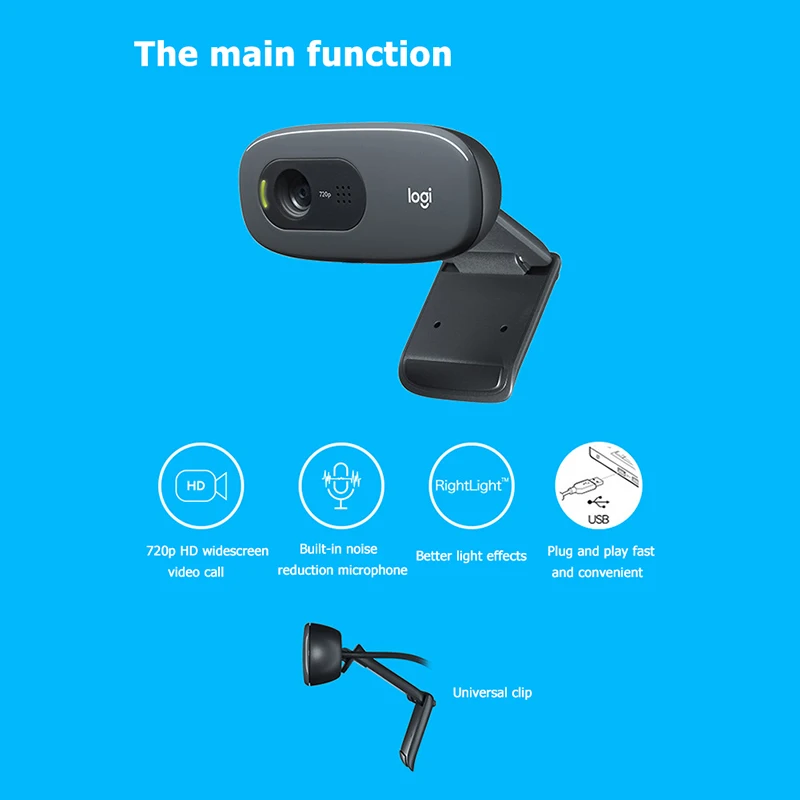Оригинальная веб камера Logitech C270/C270i IPTV HD 720P со встроенным микрофоном USB
