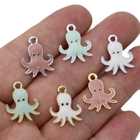 5pcs enamel gold plated octopus charms pendant for jewelry making earrings bracelet necklace accessories diy craft 20x16mm
