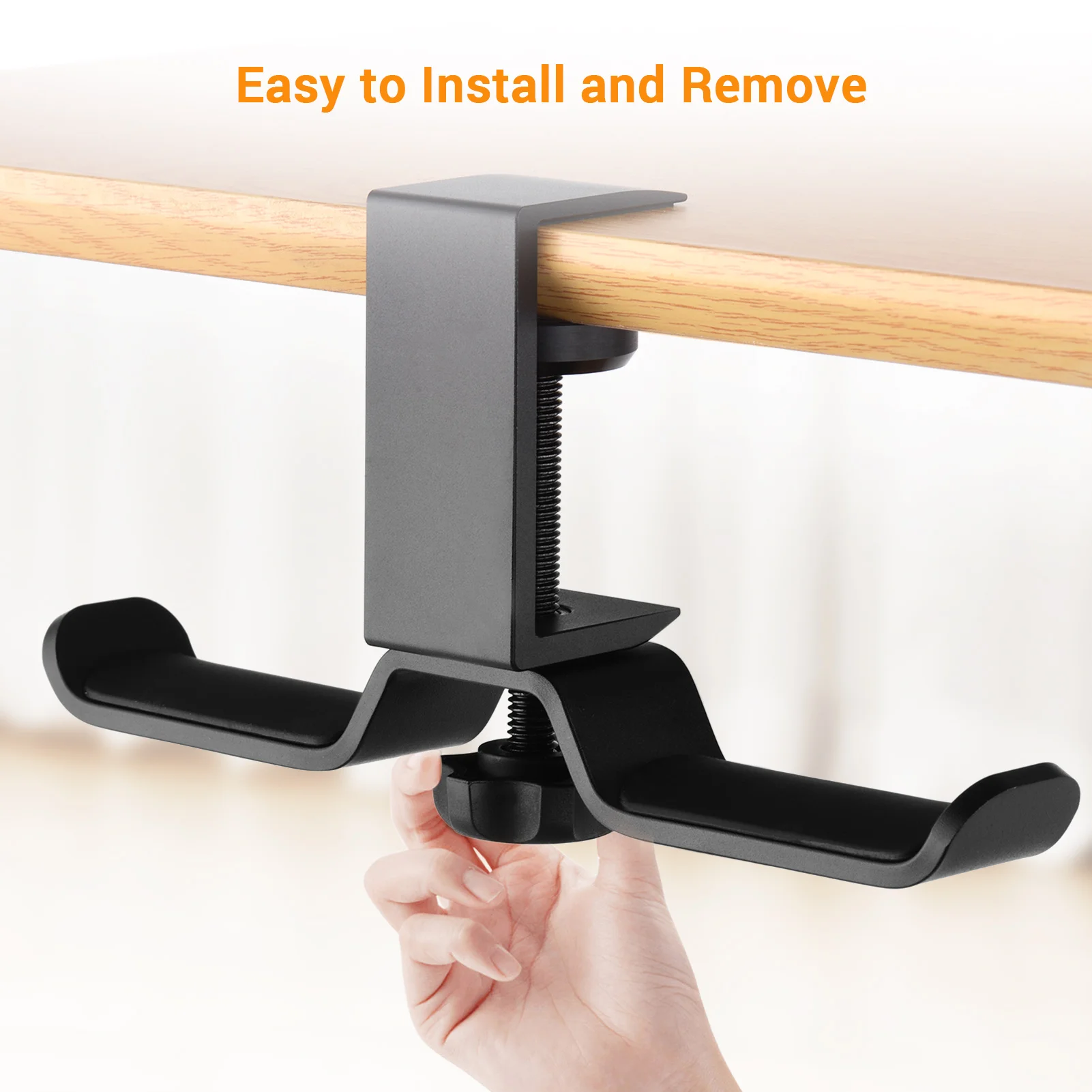 

360 Rotatable Universal Headset Hanger Headphone Hook with Dual Holders Desk Mount Clamp Aluminum Alloy for Home Studio Office