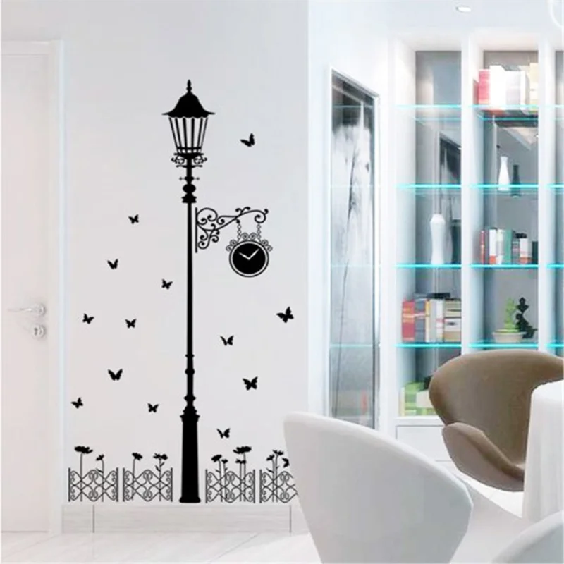 

Street lamp butterfly Wall Stickers Living room Bedroom Sofa Background home decoration Vinyl Mural Art Decals Wallpaper