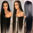 13X4 HD прозрачный 250 плотность 30 40 дюймов прямые парики из натуральных волос на кружеве черные женские бразильские парики на кружеве