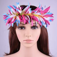 Free Shipping HE00014 70Pcs/lot 50Cm Artificial Velvet Spider Lily Headband W Flashing Led Light Hawaii Floral Headwear Haku