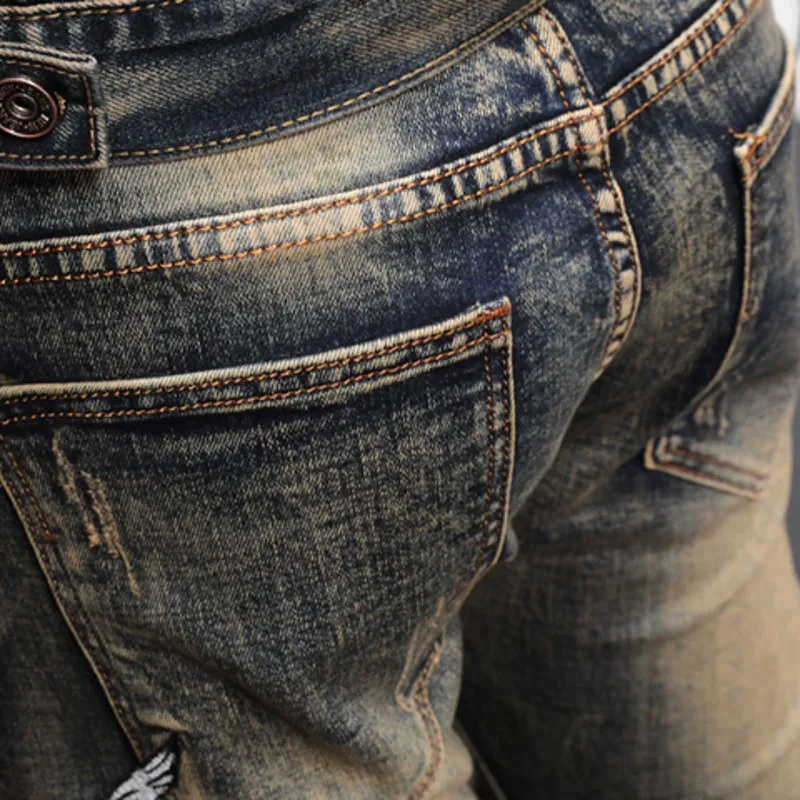 

Spring Men Vintage Printed Turn-down Collar Denim Jacket Slim Embroidery Cowboy Coat + Jeans Pants 2 Piece Set Women Streetwear