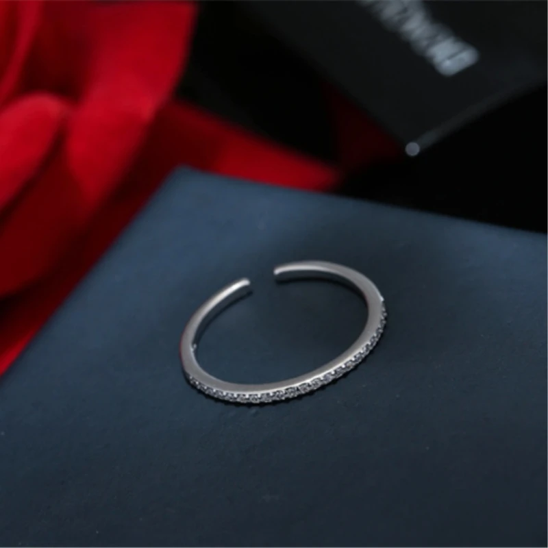 

Korea Simple 925 Sterling Silver Sweet Wild Cute Temperament Personality Fashion Female Resizable Opening Rings SRI086