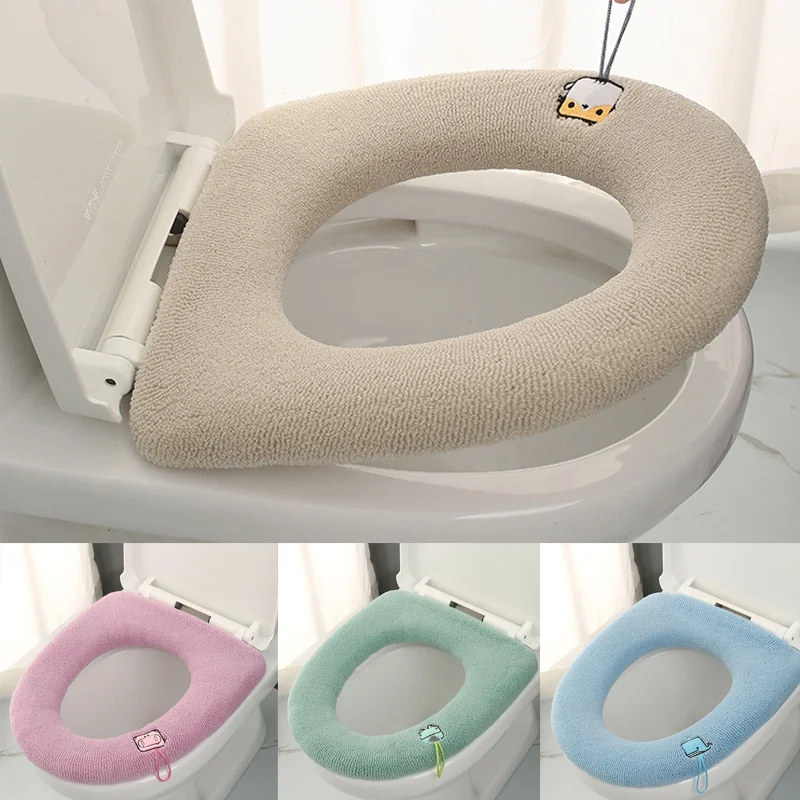 

Winter Warm Toilet Seat Cover Closestool Mat Portable Reusable with Handle Thicker Soft Washable Closestool Warmer Accessories