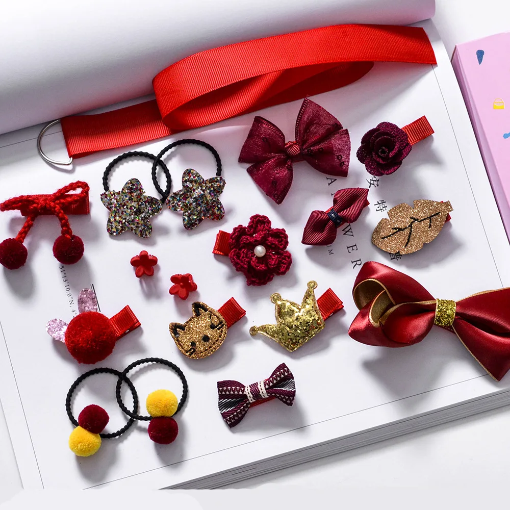 8/10/24pcs Baby Girl Hair Clips Cartoon Children Headband Bow Crown Flower Hairpins Barrettes Headwear Kids Accessories |