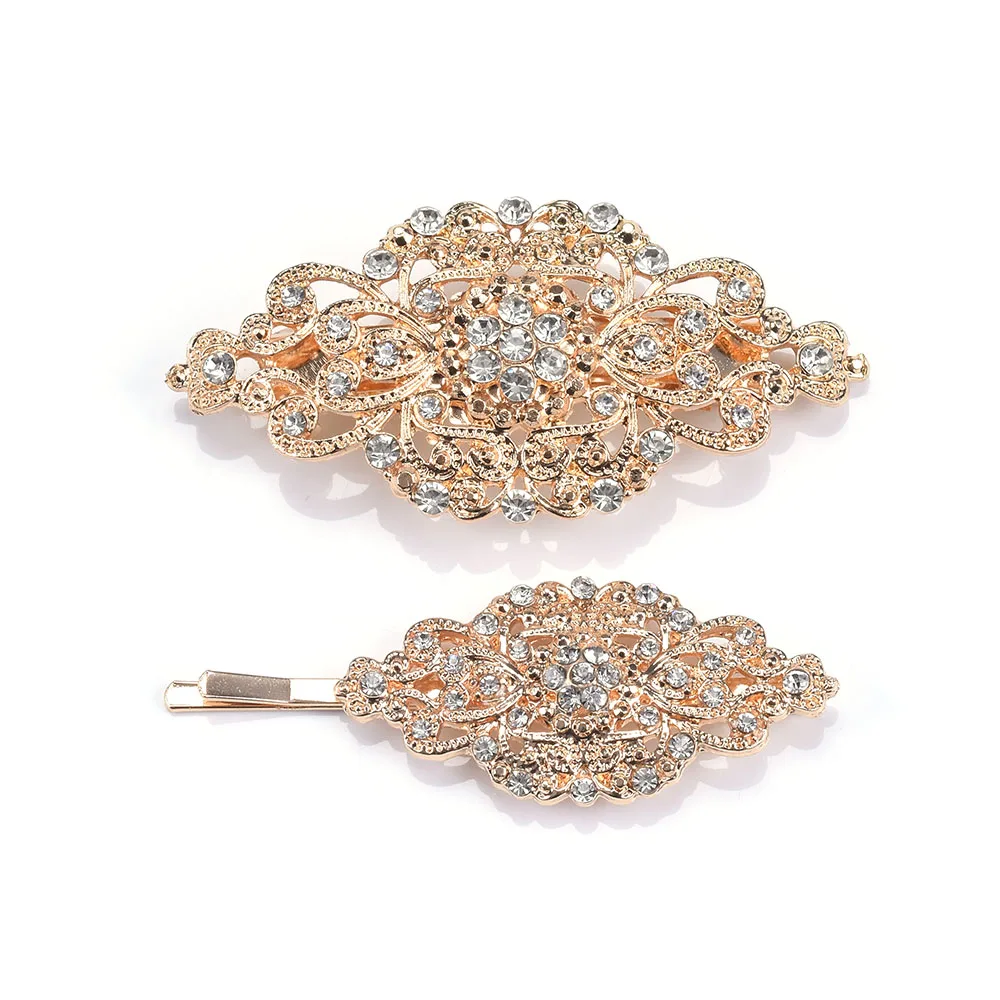 Женские свадебные заколки для волос ZA золотистые с инкрустацией стразами