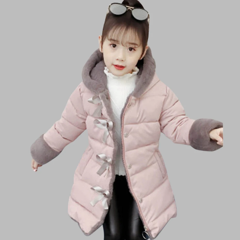Пуховое пальто для девочек плотное вельветовое Детский пуховик с капюшоном и