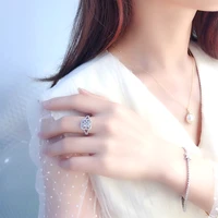 LUOWEND 100 18K White Gold Rings Women Wedding Ring 060 CT Gold Rings Square Halo Luxury Real Natural Diamond Ring for Women