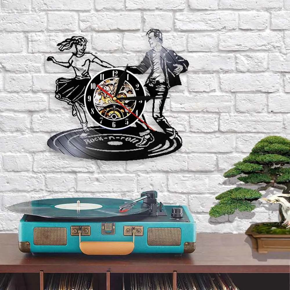 Настенные часы в стиле диско танцора винтажные настенные украшения с виниловой