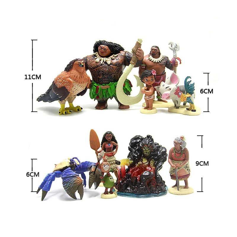 

Cartoon Moana Princess Legend Vaiana Maui Chief Tui Tala Heihei Pua Action Figure Decor Toys For Kids Birthday Gifts 10PCS/Set
