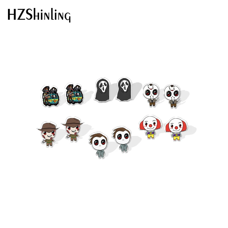 

2020 New Horror Movie Stud Earring Halloween Acrylic Earrings Resin Epoxy Handmade Jewelry Cute