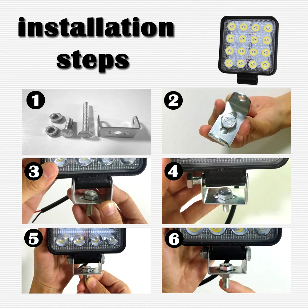 

12V24V48W LED Light Bars Square 16PCS LED Waterproof Work Light Spot Flood Beam for Work Driving Offroad Boat Car Tractor Truck