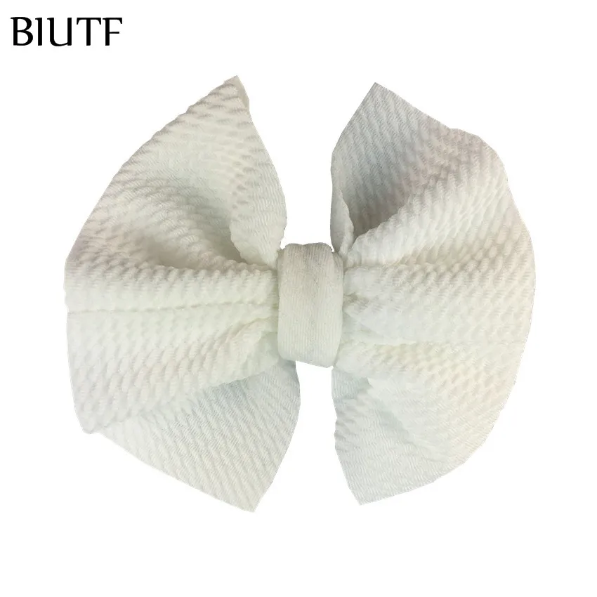 21-off white 5 шт./лот 4,5 ''в крепированную полоску вафельный бант для волос с/без зажима для детей повязка на голову ткань Barerres заколки для волос" сделай сам "для девочек Головные уборы HDJ157 - Цвет: 21-off white
