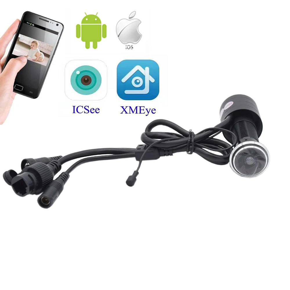 

1080P HD Indoor Door Eye Hole Color IP Home Security Camera 180 degrees Surveillance Network Vedio Camera Support Onvif